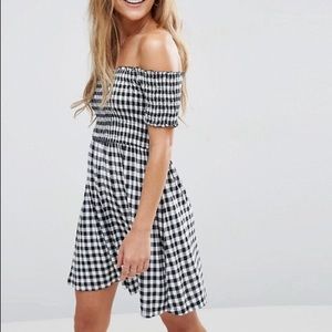 Off the shoulder gingham dress